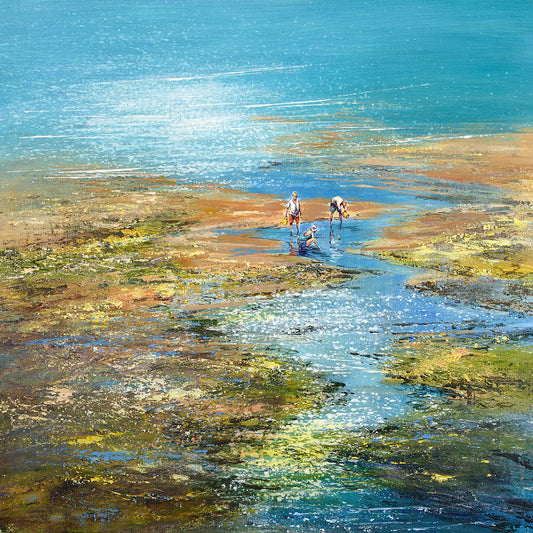 This Rock-pooling, West Runton Greetings Card by Michael Sanders is available to purchase online from the Sanders and Christie Gallery. 
