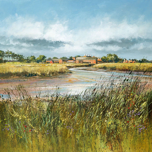 This Snape Maltings Greetings Card by Michael Sanders is available to purchase online from the Sanders and Christie Gallery.