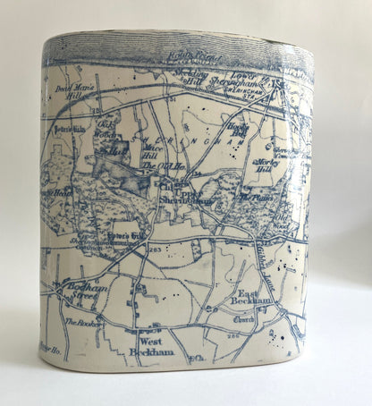 Blue Vintage Sheringham Map Vase